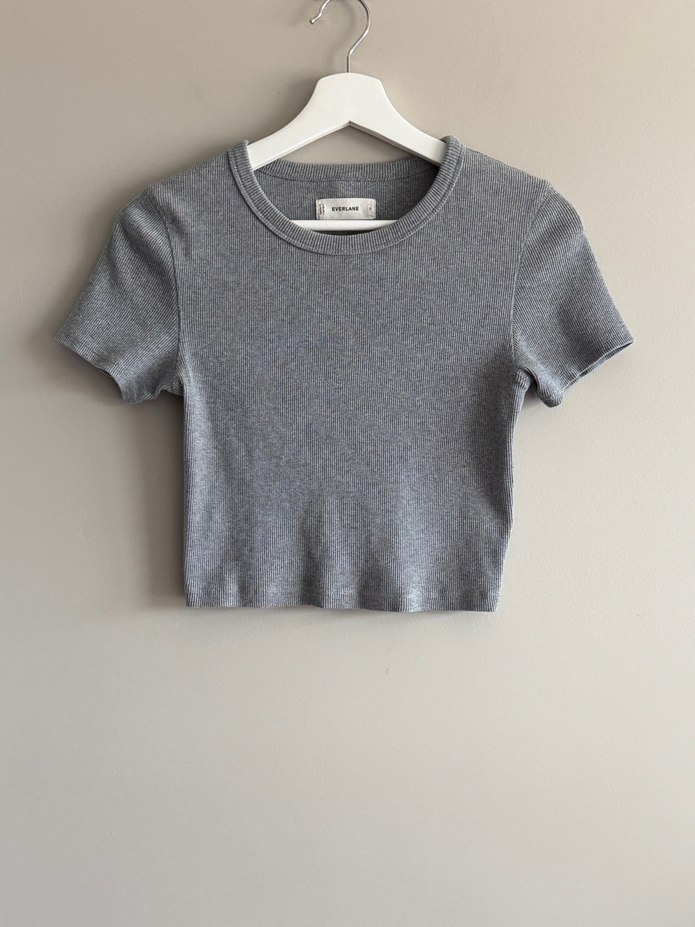 Everlane Heather Gray Ribbed Crop Tee